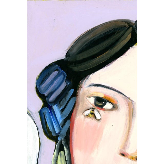 Girl With Rabbit, Abstract Cubist Portrait Oil Painting, Signed For Sale - Image 4 of 7