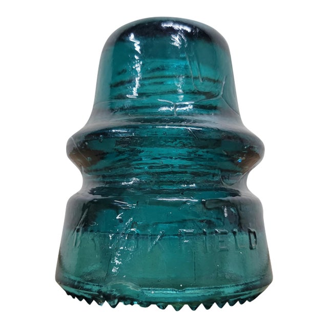 Vintage Brookfield New York Teal or Aqua Glass Insulator For Sale