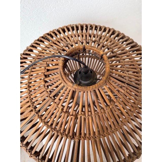 Italian UFO Pendant Light in Wicker, 1960s For Sale - Image 12 of 18