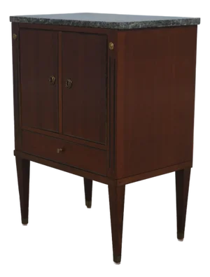 French Style 2 Door 1 Drawer Marble Top Pot Cabinet