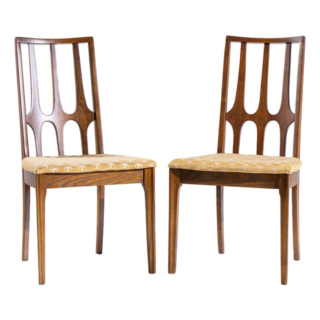 Broyhill Brasilia Mid Century Walnut Side Dining Chairs - Pair For Sale