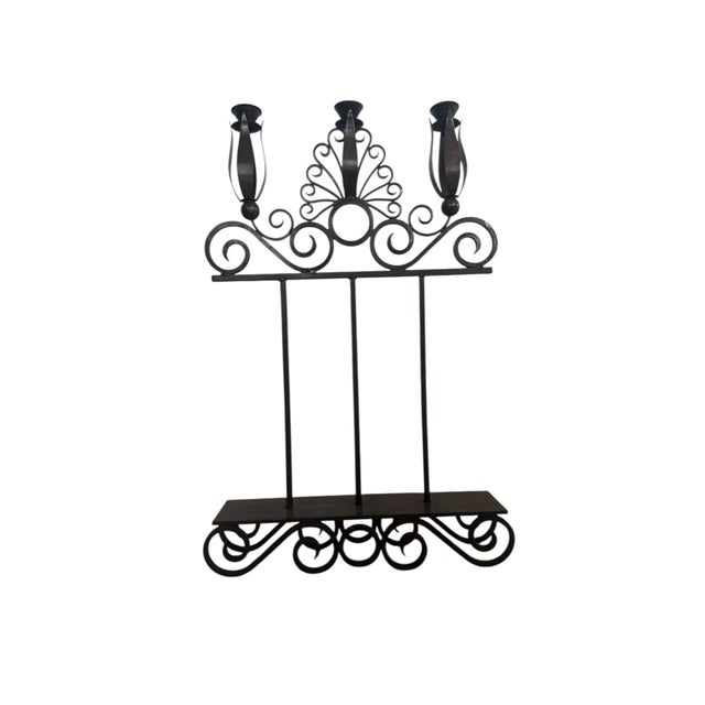 Vintage Hand Forged Wrought Iron Candle Holder For Sale - Image 4 of 7