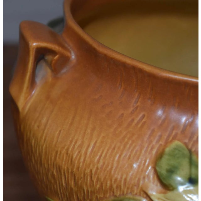 Arts & Crafts 1940s Roseville Orange Clematis Flowered Jardiniere For Sale - Image 3 of 11