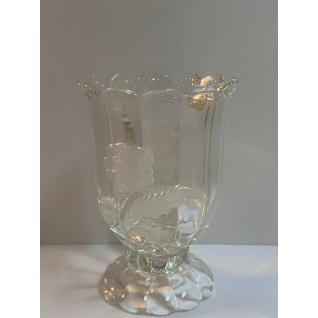 1970s 1970s Imperlux Bohemia Czechoslovakia Handcut Crystal Vase With Frosted Rose Etched For Sale - Image 5 of 14