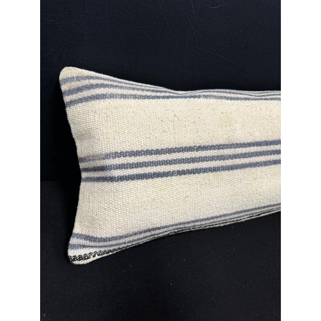 Turkish Hemp Pillow Cushion Natural Beige Gray Cushion Cover 12x46 #30331 Enhance your home decor with our Kilim Pillow...