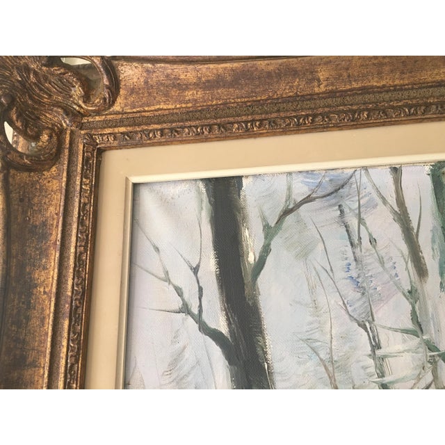 Wood Large Forest Oil Painting on Canvas, 1950 For Sale - Image 7 of 13