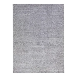 2010s Grey Striped Modern Handmade Wool & Silk Rug
