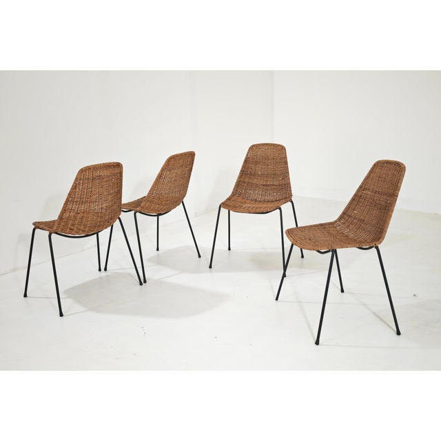 Vintage Basket Wicker Chairs by Legler for Bonacina Italia, 1950s, Set of 4 For Sale - Image 9 of 13
