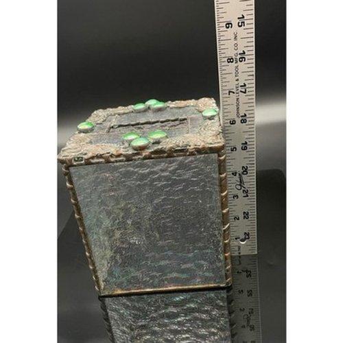 Vintage Handmade Iridescent Stained Glass Tissue Box Cover Art Glass Decor For Sale - Image 10 of 15