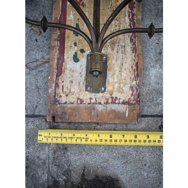 Rustic European Pair of Dramatic and Unusual Belle Epoque Painted Panel Wall Sconces. Unique Panel Details Add Rustic Elegance and Charm. . Rustic Elegance and Charm. For Sale - Image 3 of 10