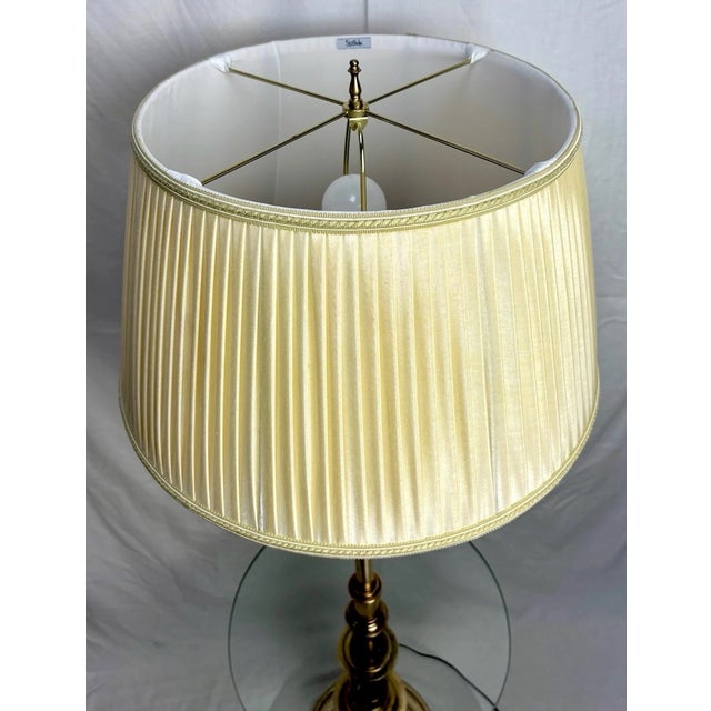Vintage Stiffel Solid Brass Floor Lamp W Glass Tray Table For Sale - Image 6 of 7