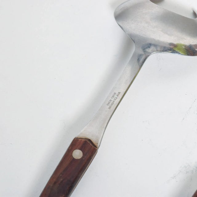 WMF Cromargan Wood & Stainless-Steel Salad Servers Mid Century Modern Dansk For Sale - Image 9 of 11