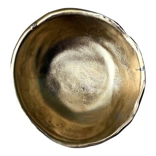 Vintage Slab Built Bronzed Studio Pottery Bowl For Sale