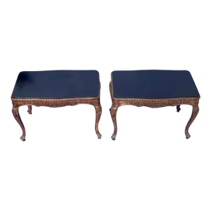 1970s French Provincial Marble Top Side Tables - Set of 2