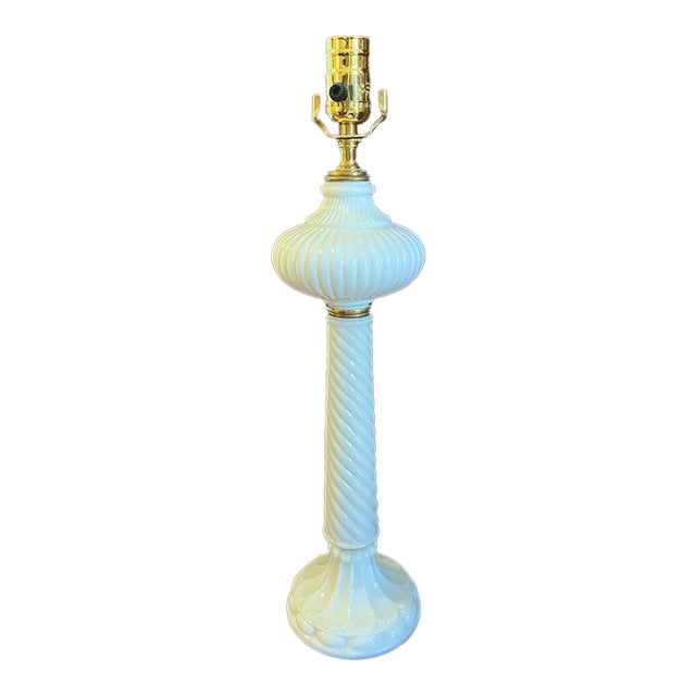 Vintage Milk Glass Table Lamp For Sale
