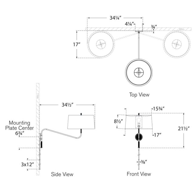 2020s Thomas O'Brien for Visual Comfort Signature Canto Grande Swinging Wall Light in Hand-Rubbed Antique Brass with Linen Shade For Sale - Image 5 of 8