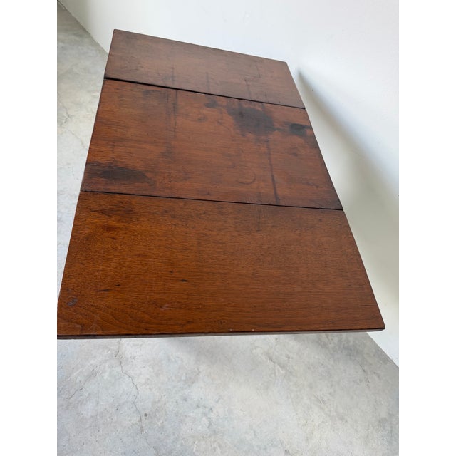 Antique Walnut Drop-Leaf Side Table With Two Drawers & Turned Legs For Sale - Image 12 of 12