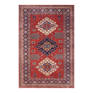 Shabby Chic Shirwan Rust/Blue Wool Rug - 4'6''x6'1'' For Sale
