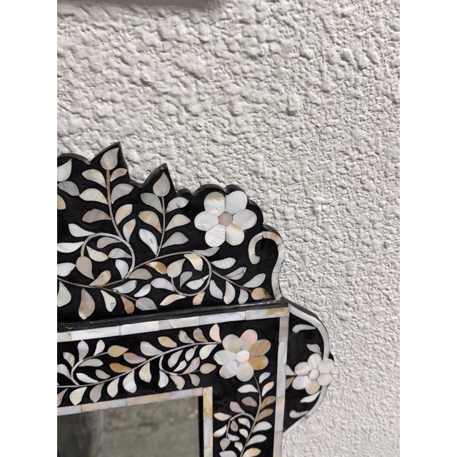 Moroccan Style Mother-of-Pearl Inlaid Floral Wall Mirrors, Pair For Sale - Image 12 of 12