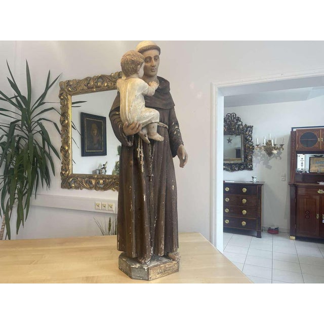 Baroque Antonius with Child Figure in Wood For Sale - Image 13 of 18