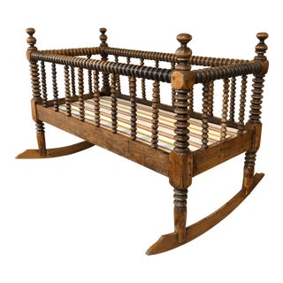 Antique Turned Spindle Rocking Cradle For Sale