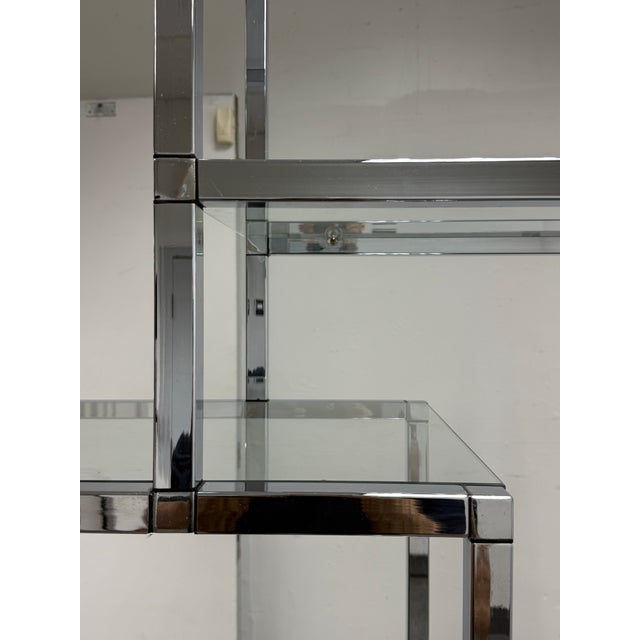 Milo Baughman Style Chrome and Glass Étagère, 1970's For Sale - Image 9 of 12