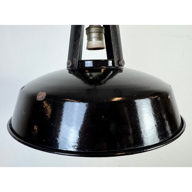 French Industrial Black Enamel Pendant Lamp from Mazda, 1960s For Sale - Image 4 of 18