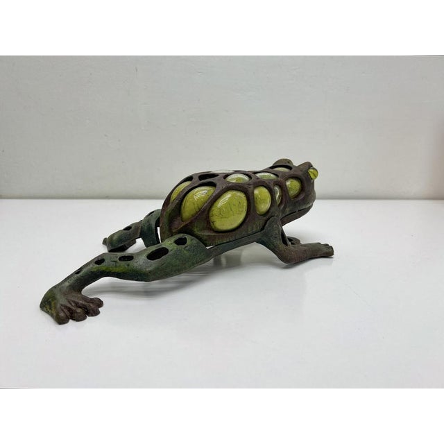 Japanese Iron and Blown Glass Frog Garden Lantern, 1970s For Sale - Image 12 of 18