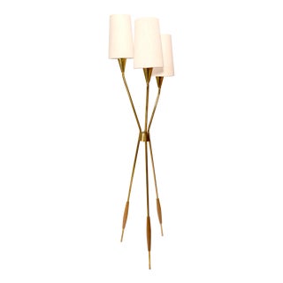 1960s Gerald Thurston Tripod Floor Lamp With 3 Shades For Sale