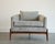 Mid 20th Century Tripod Barrelback Lounge Chairs in Greige Linen, C. 1950s For Sale - Image 5 of 8