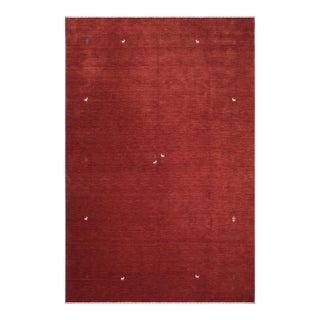 Shabby Chic Gabbeh Rust Wool Rug - 9'2''x11'10'' For Sale