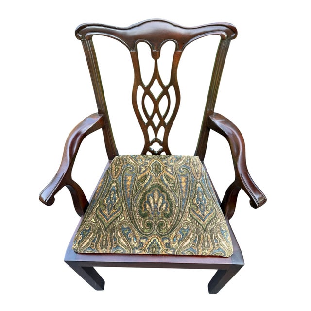 Wood Late 20th Century Chippendale Style Side Chairs With Ralph Lauren Upholstery - A Pair For Sale - Image 7 of 10