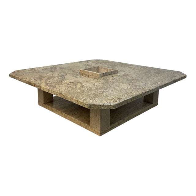 Vintage Coffee Table in Marble with Centerpiece For Sale