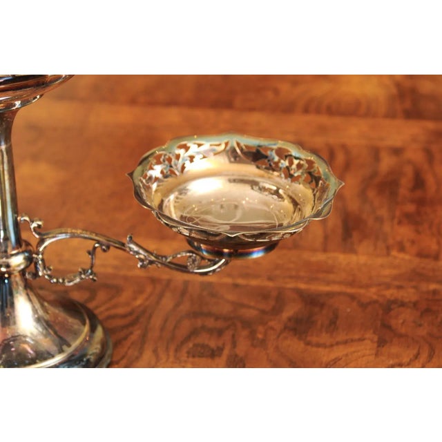 French 19th Century Silver Epergne with Pierced Foliage and Scrolling Motifs For Sale In Atlanta - Image 6 of 13