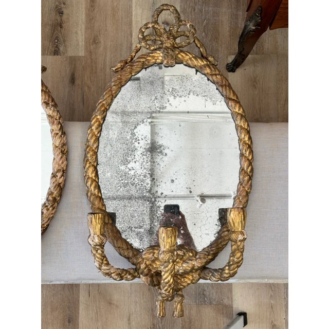 Textile Pair of 19th Century English Rope Twist Mirrors by C. Nosoti For Sale - Image 7 of 11