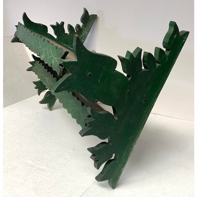 Truly wonderful vintage two-tier wall shelf, entirely handmade and hand painted in a great shade of garden green. This is...