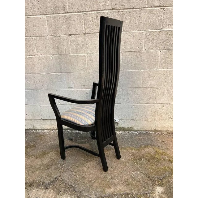Contemporary Late 20th Century Set of Six Spanish Ebonized High Back Dining Chairs For Sale - Image 3 of 12