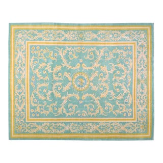 Vintage Chinese Art Deco Hand Knotted Wool Rug, 9'x12' For Sale