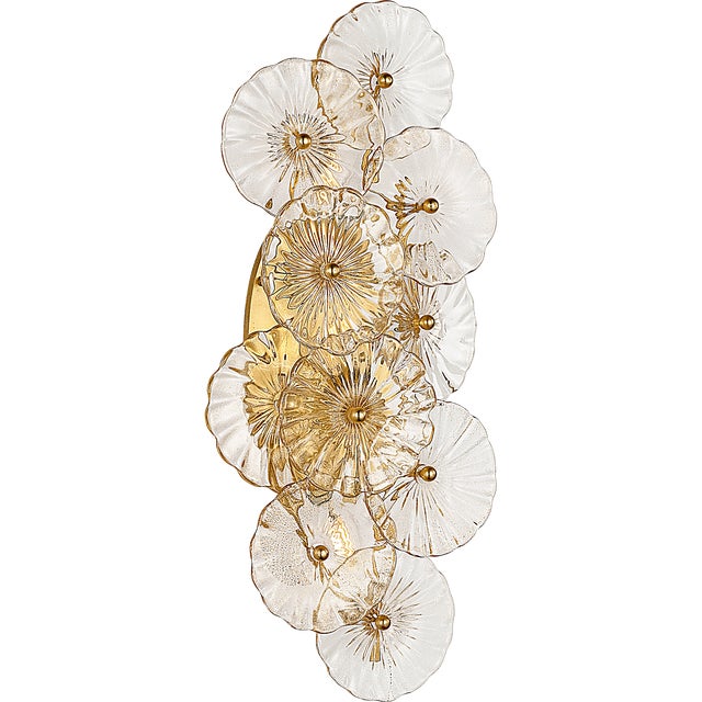 Visual Comfort Julie Neill for Visual Comfort Signature Gianna 21" Layered Sconce in Gild with Gold Fleck Glass For Sale - Image 4 of 13