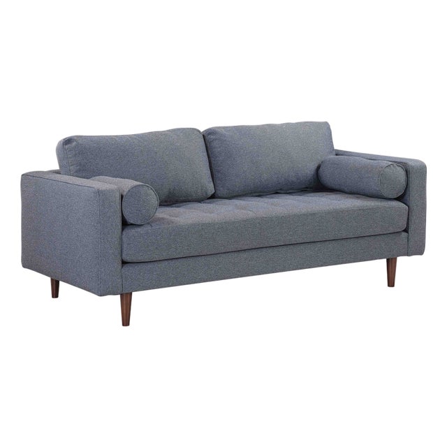 Cave Navy Tweed Loveseat For Sale