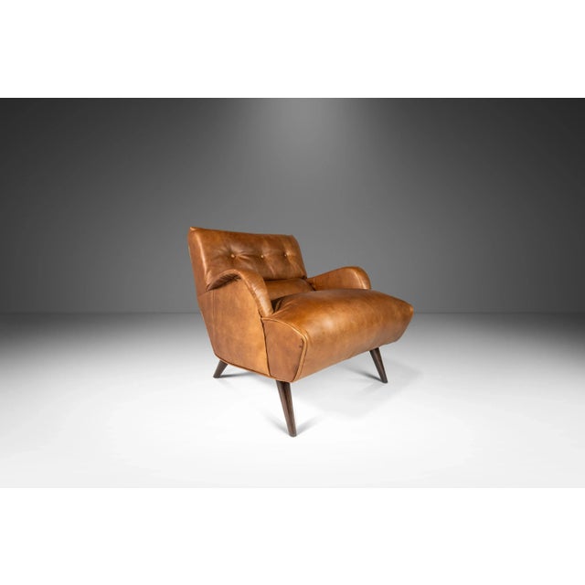 Italian Modern Low Profile Lounge Chair Newly Reupholstered in Leather Attributed to Carlo De Carli, Italy, 1960s For Sale - Image 11 of 12