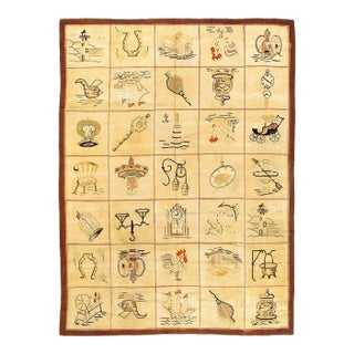 American Antique Hooked Rug 8'9'' X 11'6' For Sale