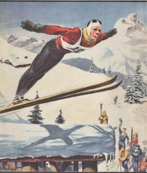 1961 Mid-Century French Ski Sport Print