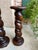 Pair Set of 2 Antique French Pedestal Stand Barley Twist Oak Large Plant Columns For Sale - Image 9 of 18