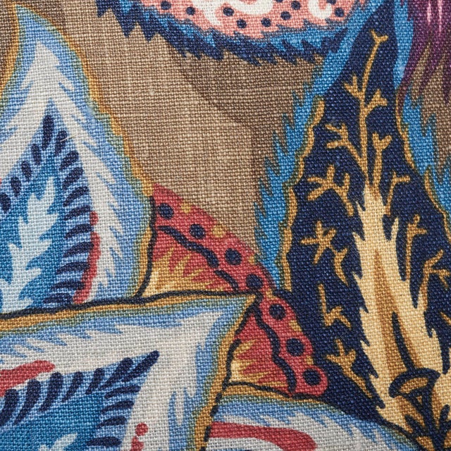 Blue Schumacher Zanzibar Linen Print Pillow in Cerulean For Sale - Image 8 of 9