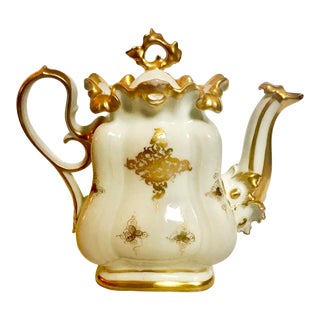 Mid 19th Century Antique Meissen Style Rococo Gold Encrusted Coffee Pot by Tpm Carl Tielsch For Sale