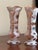 Victorian Pair of Antique Bohemian White & Pink Cased Art Glass Vases With Hand-Painted Floral Decoration For Sale - Image 3 of 12