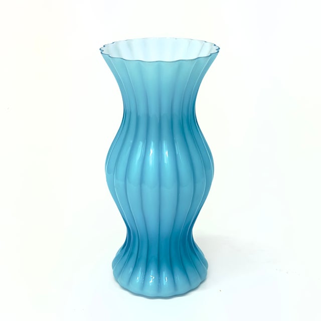 Mid 20th Century Milky Sky Blue Mixed Glass Vessel Curation - Group of 5 For Sale - Image 5 of 13