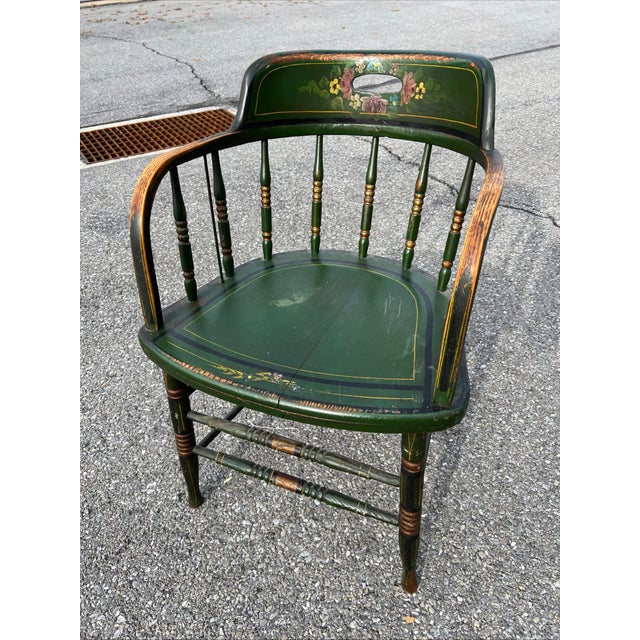 Antique Pennsylvania Paint Decorated Barrel Back Windsor Armchair, Circa 1890’s For Sale - Image 12 of 12
