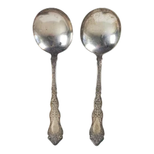 Antique Silverplate Soup or Serving Spoons - a Pair